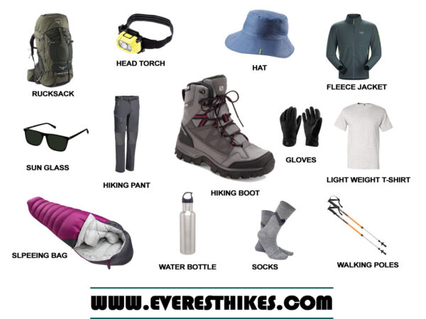 Personal gears for trekking in Nepal