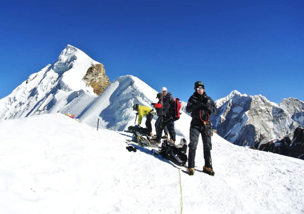 Climbers Climbing Lobuche Peak
