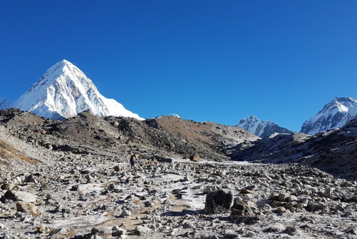 beautiful pumori peak a head of mt everest